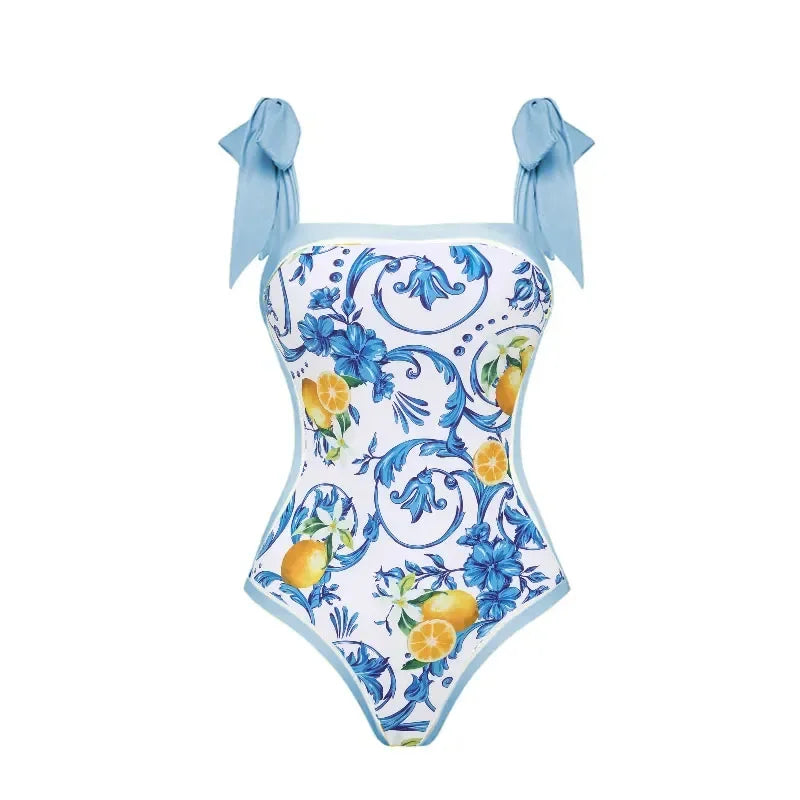 Summer Women Sexy Swimwear One Piece Swimsuit With Beach Skirt Printed Bathers Swimming Bathing Swim Suit Beachwear Bodysuit