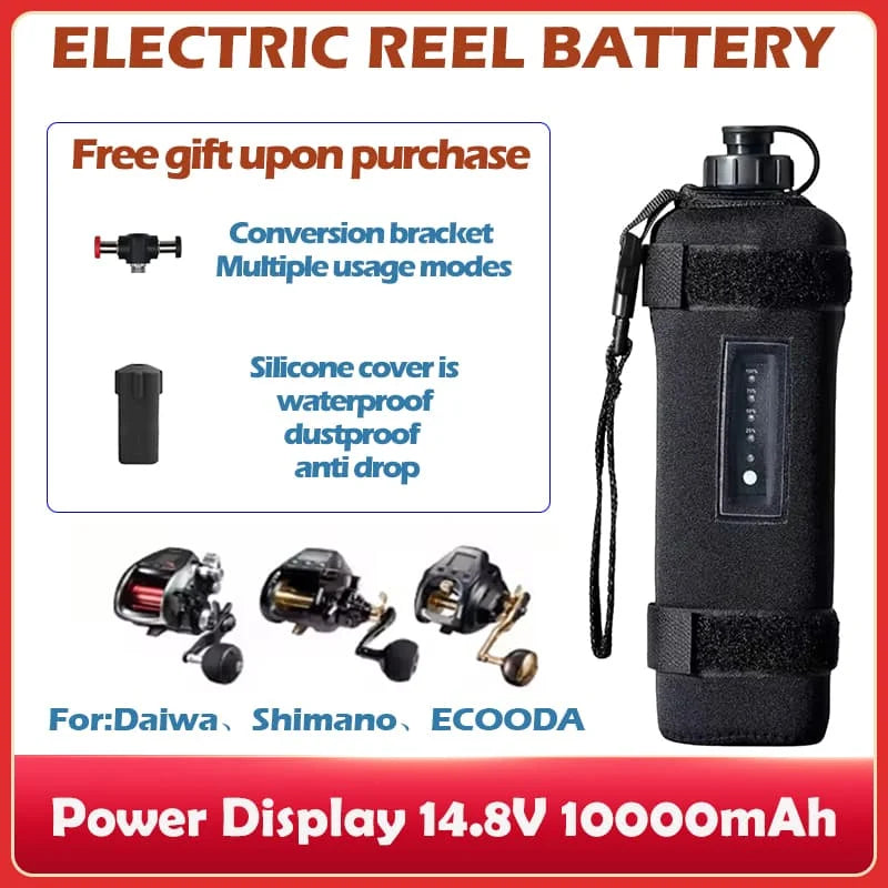 10Ah Power Display 14.8V 10000mAh Sea Fishing Electric Reel Battery For SHIMANO 600DH 1000EJ DAIWA 600MJ 500MJ Droplet Wheel