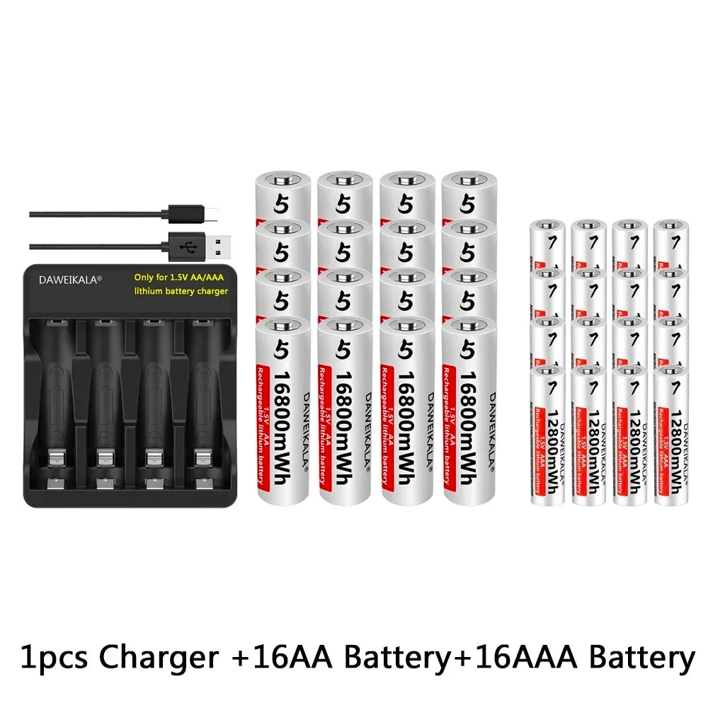 AA AAA rechargeable battery 1.5V lithium battery long life for Mouse Flashlight Fan Game Machine electric toy