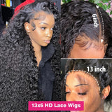 300% Deep Wave Lace Frontal Wig Curly 13x6 HD Lace Front Human Hair Wigs 250% Water Wave Full Human Hair Lace Wigs 30 36 Inch