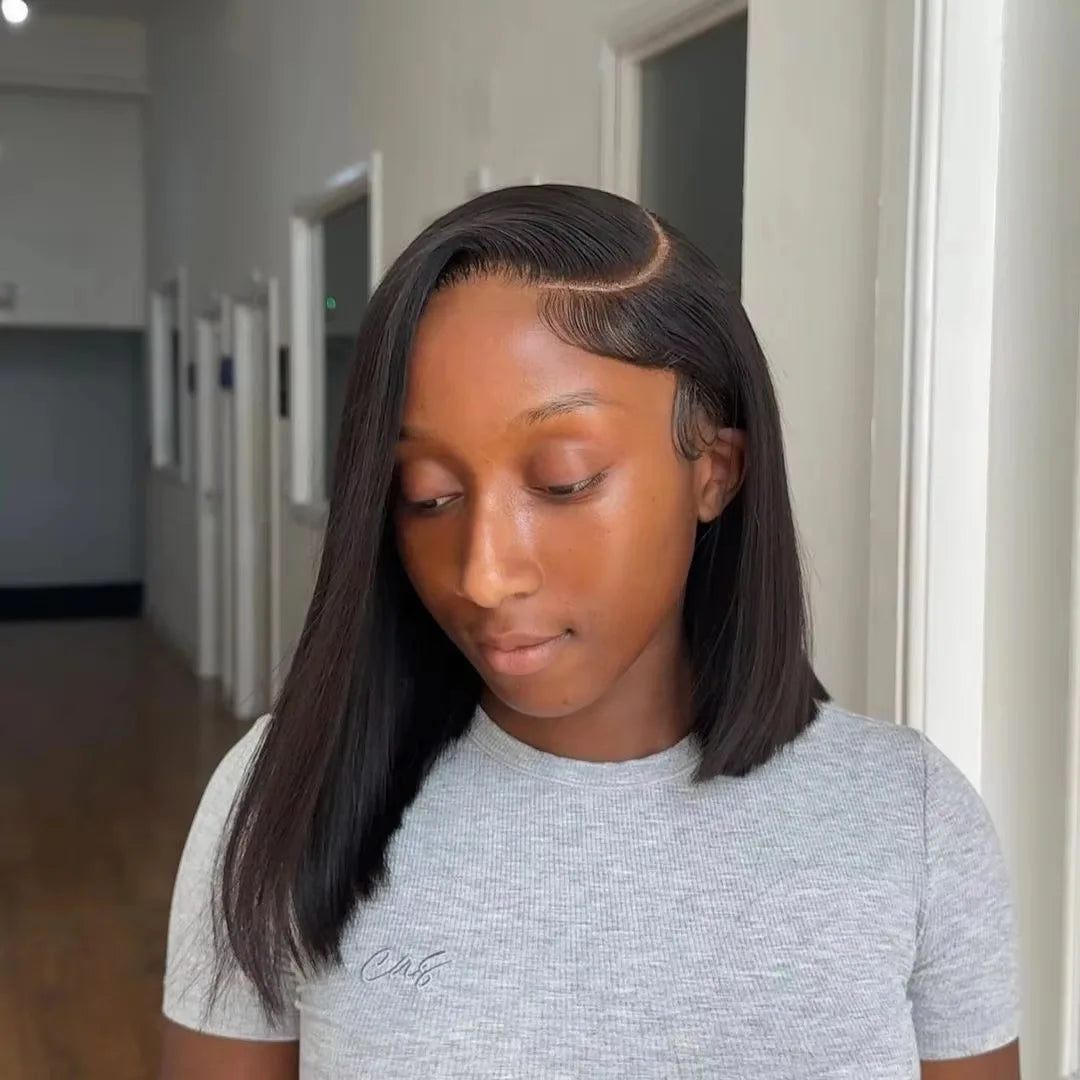 Bone Straight Short Bob Wigs Human Hair HD 13x6 13x4 Lace Frontal Wigs