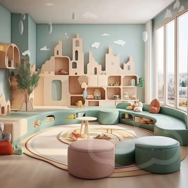 Modern Curved Style  Modular Bookshelf Multi-functional Storage Display Rack for Living Room Kids ReadingRoom Home Use