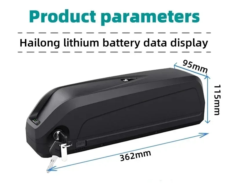 Hailong Downtube Lithium Battery 36/48/52V, 12-30Ah Capacity for Bafang BBS02 BBS03 BBSHD E-Bike Motors