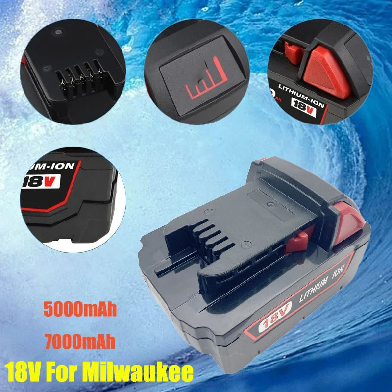 compatible with M18 /18V XC batteries and chargers.Replace M18 series 18V 5Ah 7Ah rechargeable Milwaukee lithium battery tool
