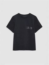 New North America Style I SEE YOU I LOVE YOU Letter Embroidery T-shirt High Quality Short Sleeved Women Pure Cotton Basic Tees