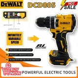 DEWALT DCD805 Brushless Cordless Impact Drill Electric Screwdriver Multi-Function Hand Drill Power Tools For 18V Battery