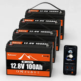 BUKNUWO 12V 100Ah Bluetooth LiFePO4 Lithium Battery, Smart 1280Wh Grade A Cells Battery For RV Boat Solar System