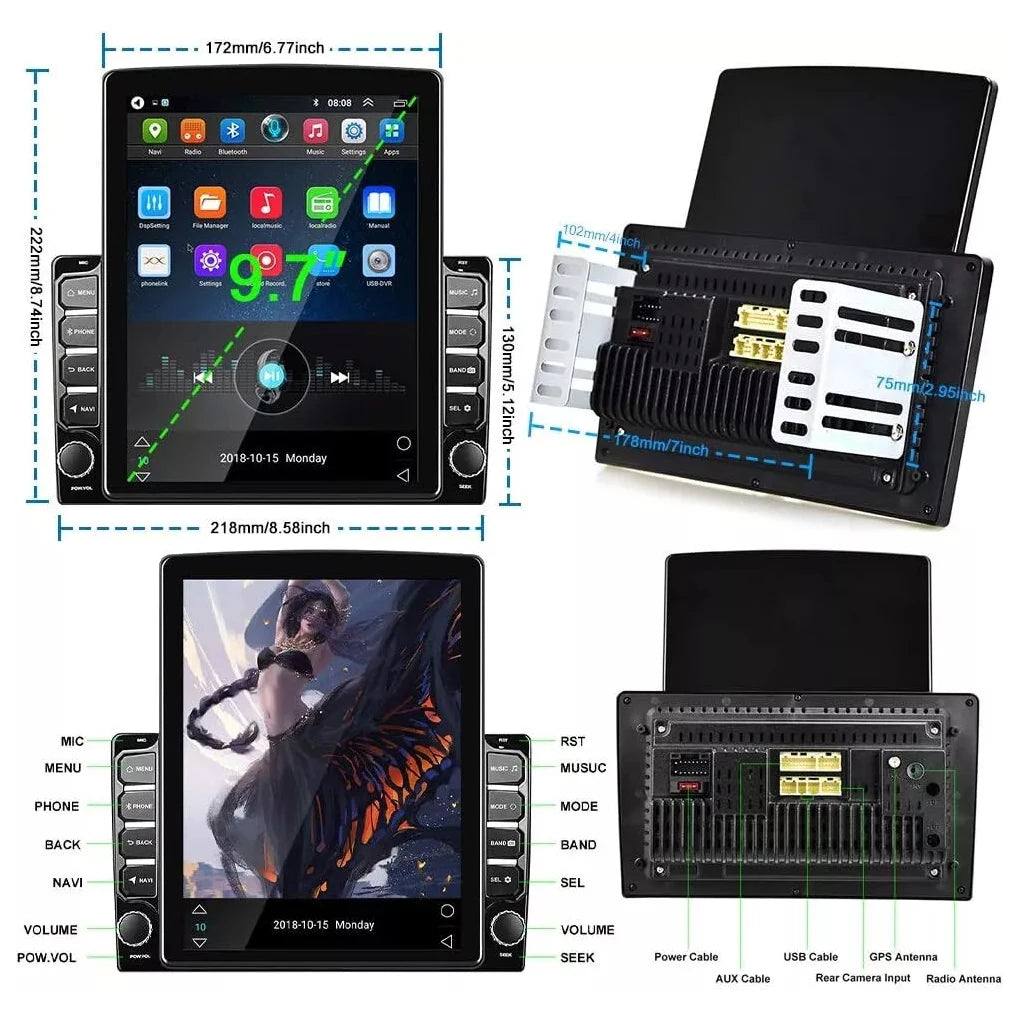 Car Entertainment With Android Double Din Car Stereo Android 13 With 12LED Rearview Android Auto