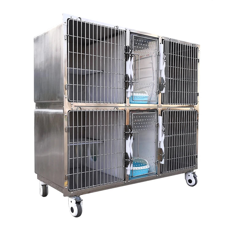 TTHot Selling Veterinary Clinic Equipment Two Layers Combined Cat Cage Stainless Steel Animal Customizable Sustainable