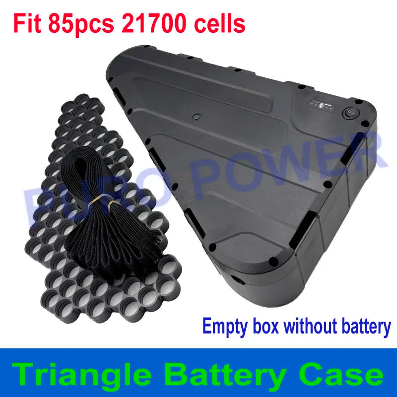 Triangular Battery Box Fits 85pcs 21700 Cells Triangle Case 36V 48V 52V 60V 72V Pre Cut Nickel Strip for DIY EBike Battery Pack