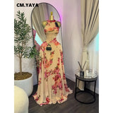 GLCMYAYA 2026 New Women O-neck Sleeveless Floral Print Mermaid Maxi Dress Evening Birthday Beach Sexy Night Party Long Dresses