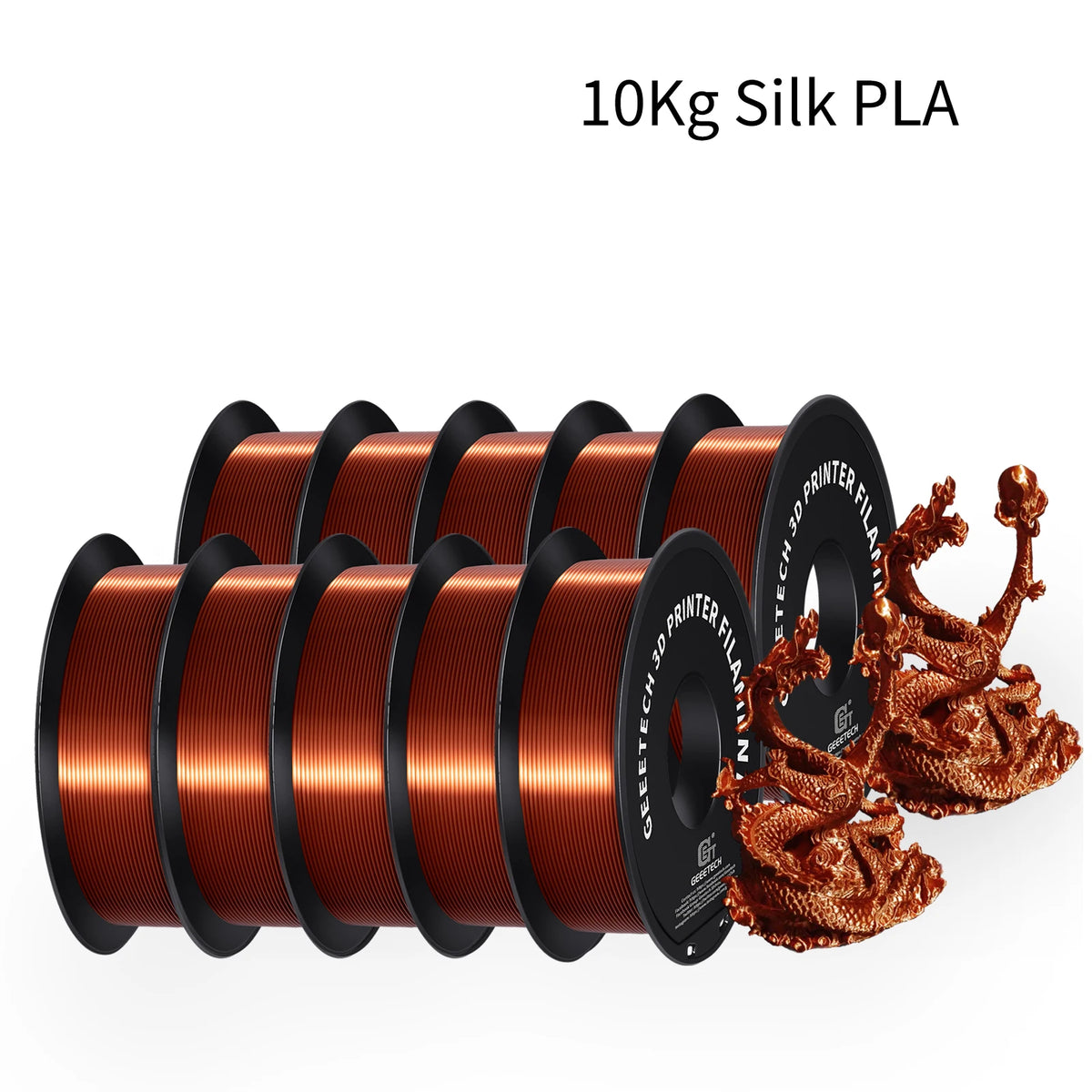 GEEETECH 10Kg 3d Silk PLA Filament 1.75mm Spool Wire For 3D Printer Material,Safety, Vacuum packaging