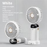 Folding Fan with Phone Stand, 5-Speed USB-C Rechargeable, LED Display Handheld & Desk Fan, Portable Fan for Outdoor Travel Gift
