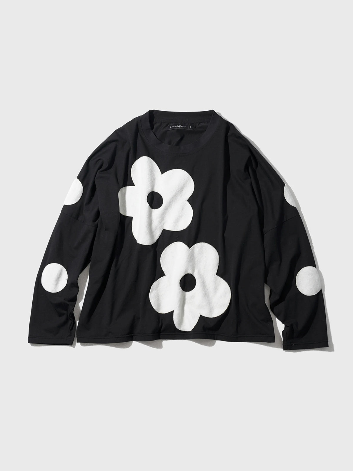 imakokoni original autumn loose white T-shirt women's artistic versatile plush flower casual long sleeved top
