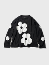 imakokoni original autumn loose white T-shirt women's artistic versatile plush flower casual long sleeved top