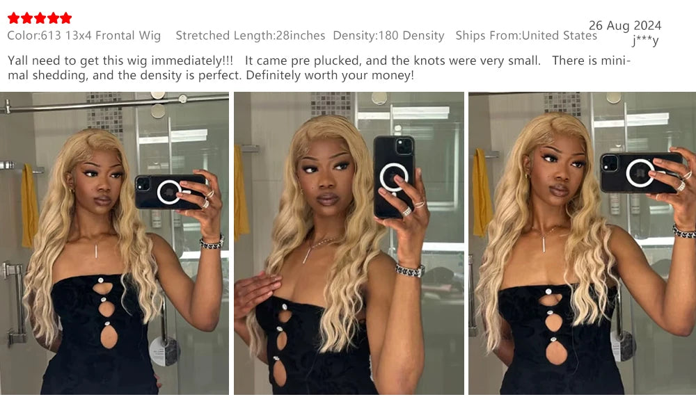 613 13x6 Lace Front Wig Human Hair Body Wave Blonde Lace Frontal Wigs