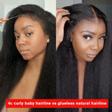 250 Density Kinky Straight 13x6 HD Lace Frontal Wig For Women 6x4 Yaki Straight Glueless Wigs Human Hair No Glue Ready To Wear