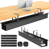 Under Desk Cable Management Tray 43.7" Cable Management Under Desk No Drill Adjustable Clamp Cord Wire Organizer Cord Hider for