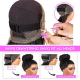 250Density Invisi Strap 360 Full Lace Glueless Wig Invisible Drawstring Frontal Wig 30 Inch Kinky Straight Lace Front Human Hair