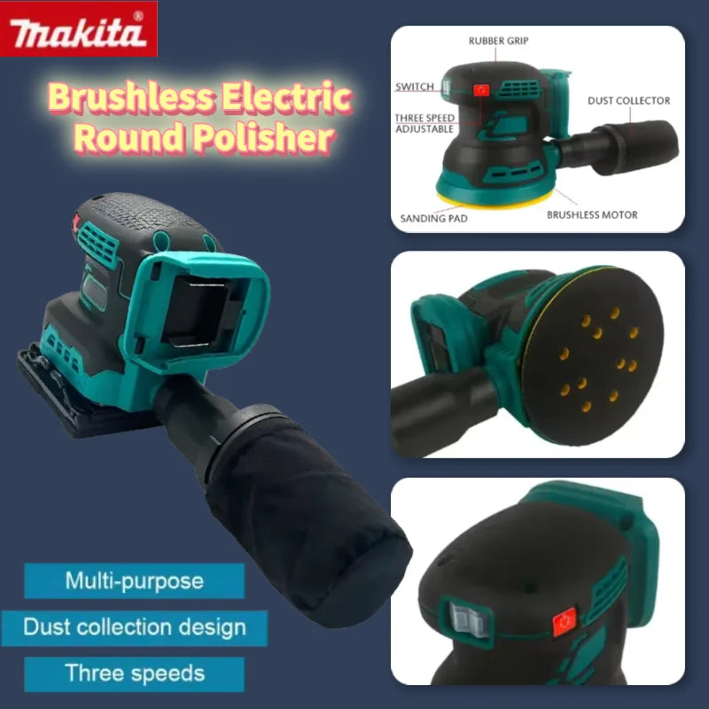 Makita Cordless Sander Lithium Sandpaper Machine Handheld Sanding Flat Polishing Machine For Makita 18V Battery
