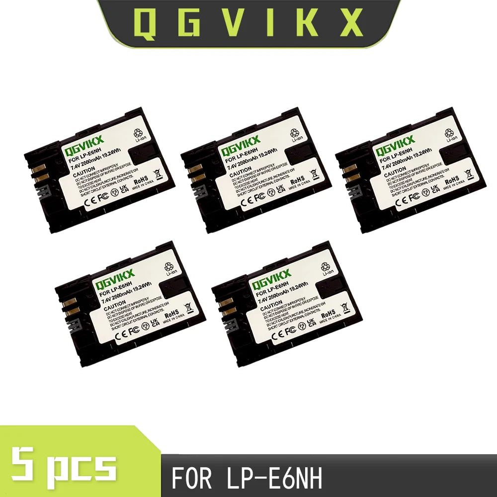 QGVIKX LP E6NH Compatible with Canon EOS R7 7.4V 2600mAh POWER BATTERY CAPACITY 19.24Wh 2-Pack Battery and Triple Slot Charger