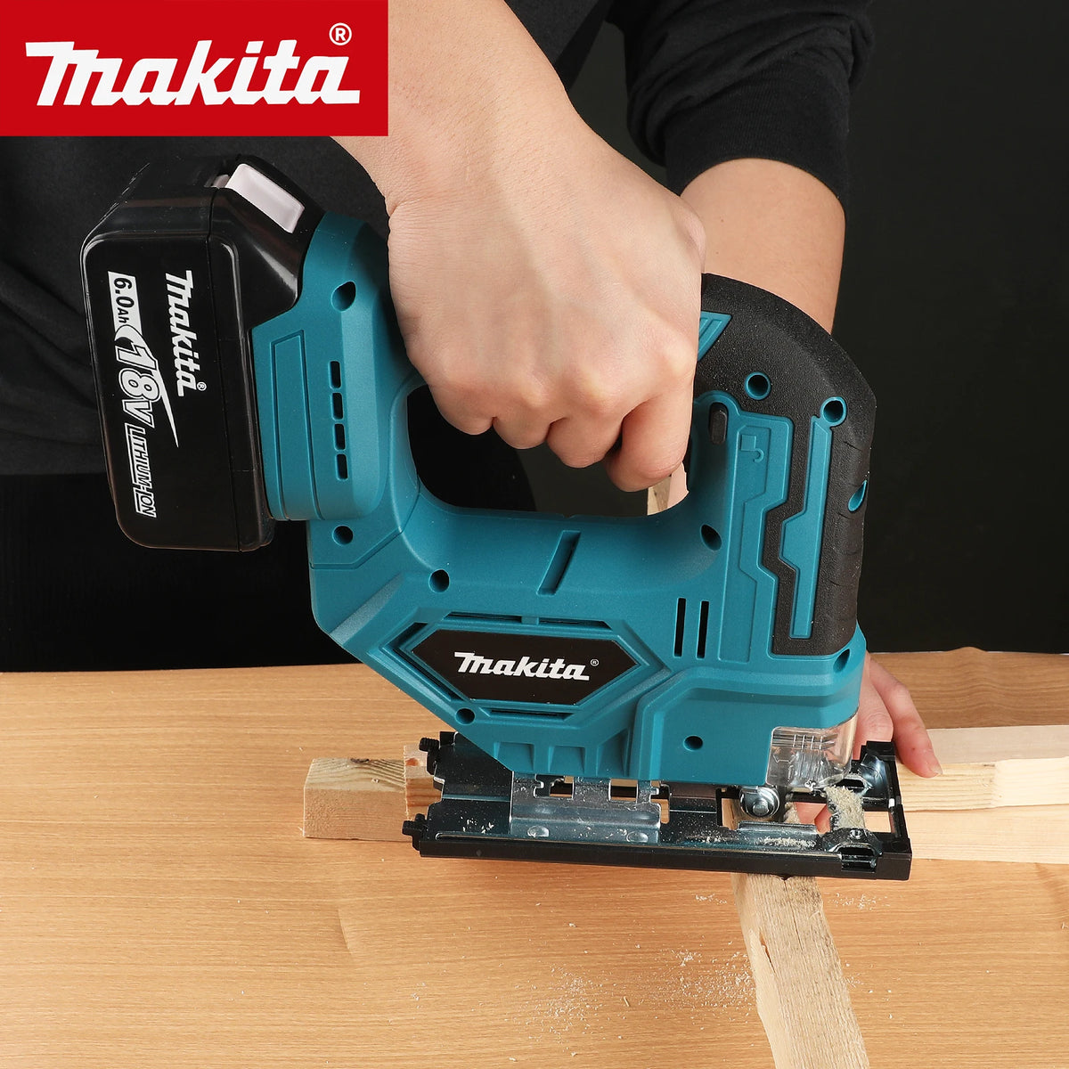 Makita DJV182 18V Cordless Jigsaw 300W 0-2700rpm 80mm Stroke ±45° Bevel Cut Power Tool for Wood Plastic Metal Cutting
