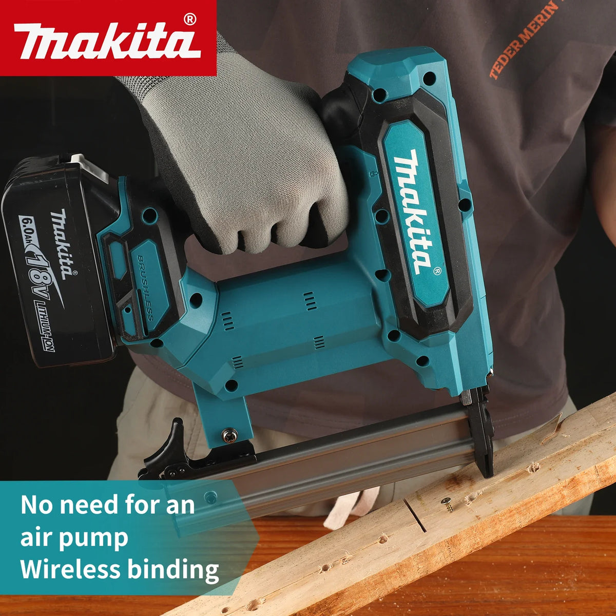Makita 18V Lithium-Ion New Cordless Nail Gun, 6.0Ah Battery, 100-Nail Capacity, Ideal for Flooring, Shelving & DIY Wood Projects