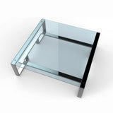 Stainless steel square glass large coffee table square table