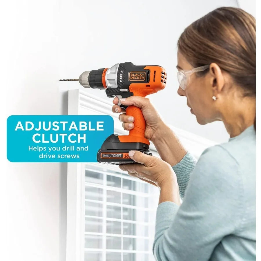 20V MAX Matrix Quick Connect System Cordless Lithium Power Drill and Driver with Battery Included Ideal for Home Repairs DIY P