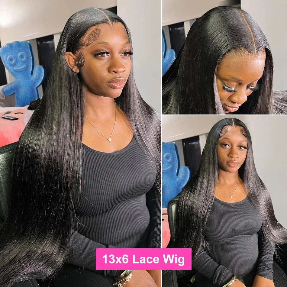 40 50 Inch 13x4 13x6 Full Frontal HD Transparent Lace Long Human Hair Straight 200 Density Remy Human Hair Pre plucked Wigs