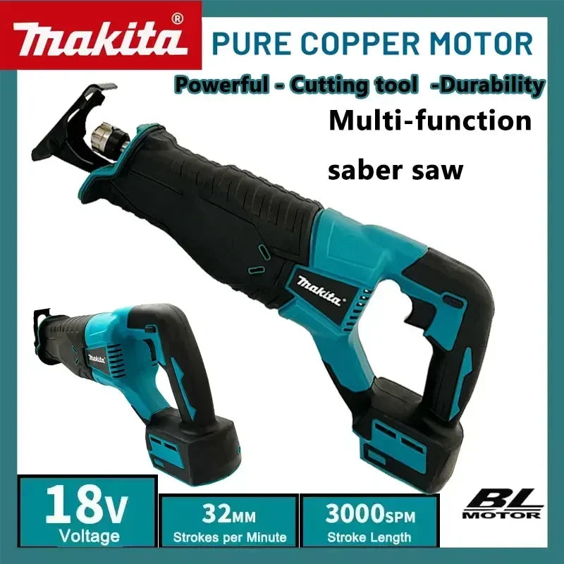 Makita XRJ04Z Brushless Cordless Reciprocating Saw, Electric Power Tool, Portable, Wood, Metal Pipe, Cutting Chain Saw, 18V