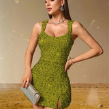 Women Low Slit Dresses Summer Shiny Sequins Evening Dress Sexy Elegant Party Dresses Cocktail Short Birthday Prom Dresses XSY225