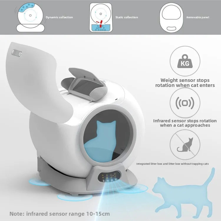 Bucket-style cat litter box - Small size but large capacity - Controlled via APP - Fully automatic cat toilet - Cat litter box