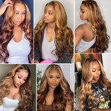 Highlight Wig 100% Human Hair 13x6 Hd Lace Frontal Wig Honey Blonde Lace