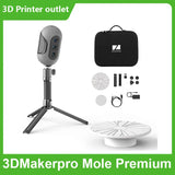 3DMakerpro Mole Premium Handheld 3D Scanner for 3D Printer 0.05mm Accuracy & 0.1mm Resolution 10FPS Scanning Black Objects