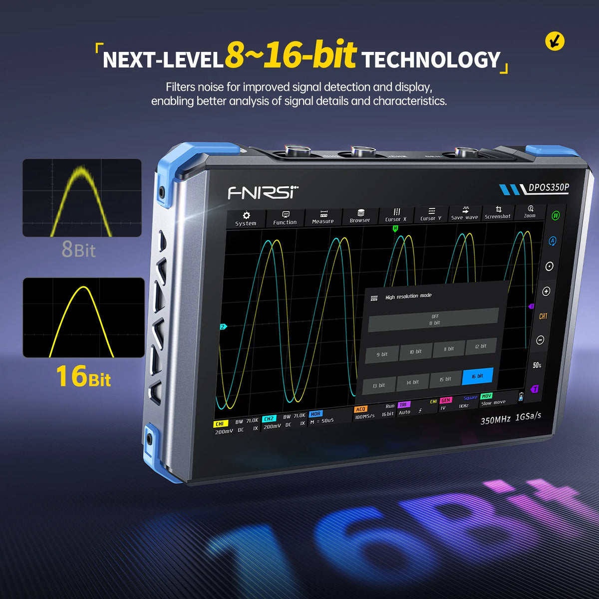 FNIRSI DPOS350P Digital oscilloscope 2CH 350MHz Touch Repair Tool, 4-in-1 Multifunction Workshop Tool