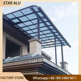 Curved Aluminum Awning with Polycarbonate Roof UV Protection Sun Shelter for Patio Entrance Villa