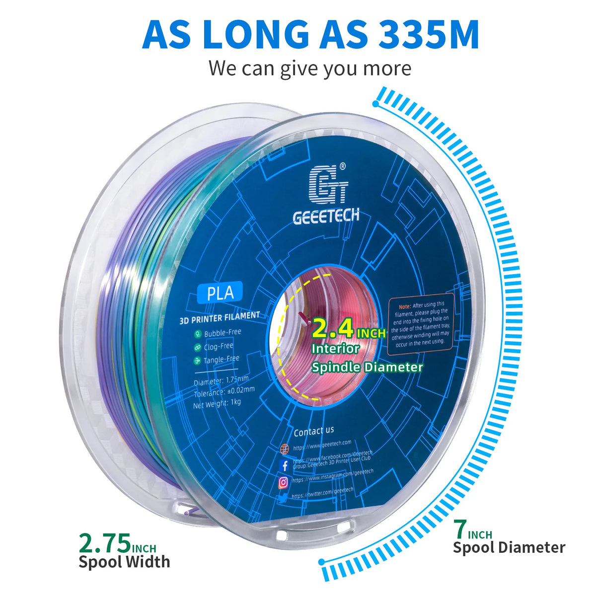 GEEETECH 5Rolls 3D Silk PLA Filament 1Kg/roll 1.75mm Spool Wire For 3D Printer Material,Vacuum packaging,Safety