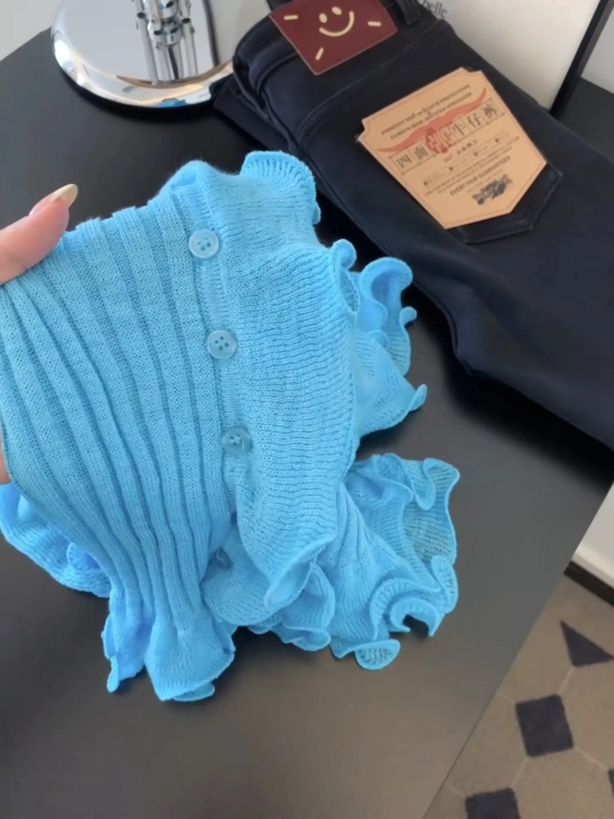Women French Ruffled V-neck Knit Tops for 2026 Summer New Short Sleeve Slim T-shirt Female Solid Color Pullover T Shirts V27