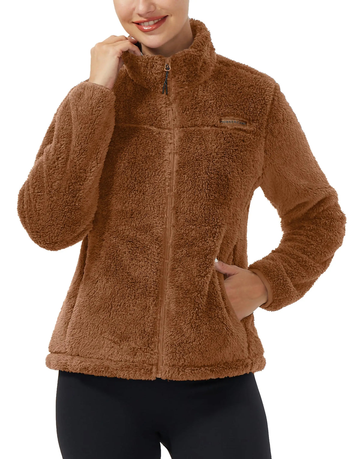 Pioneer Camp Women's Fuzzy Fleece Jacket Lightweight Full Zip Up Warm Soft Fleece Coat for Spring Fall Winter