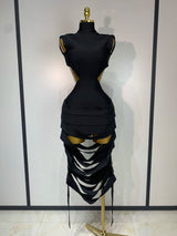 Women Sexy Backless Cut Out Bodycon Bandage Dress 2025 Black Celebrity Elegant Evening Party Birthday Fancy Club Dresses