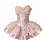 REDDACHiC Satin Coquette Women Tube Dress Strapless Lace Up Back Boned Tiered Ruffle Mini Dress Birthday Party Summer Clothes