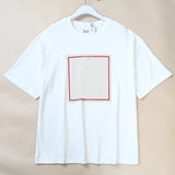 Summer New Women's Cotton Heat Transfer Letter round Neck Loose Casual Shoulder T-Shirt Short Sleeve Print Casual Style