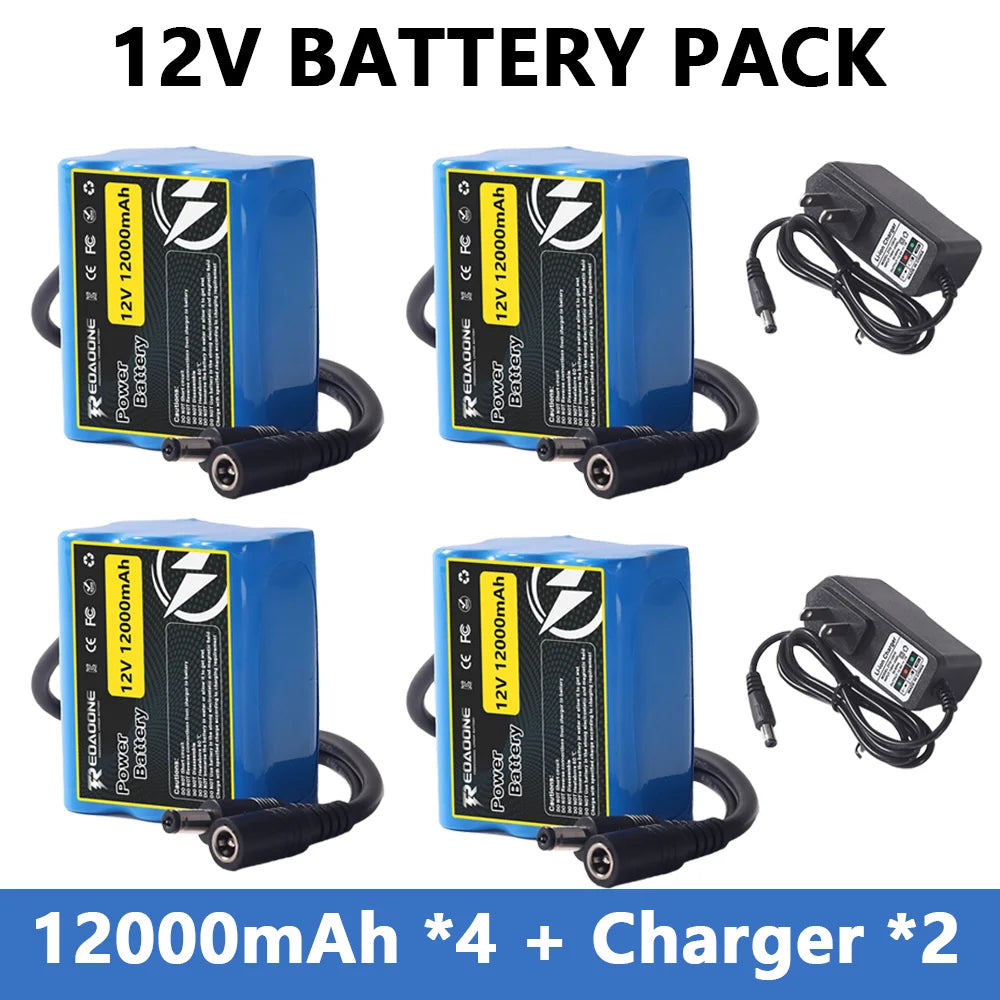 12V 12000mAh Rechargeable Lithium Ion Battery Pack 3S2P with BMS Protection for LED Strip Light Toy Car Security System
