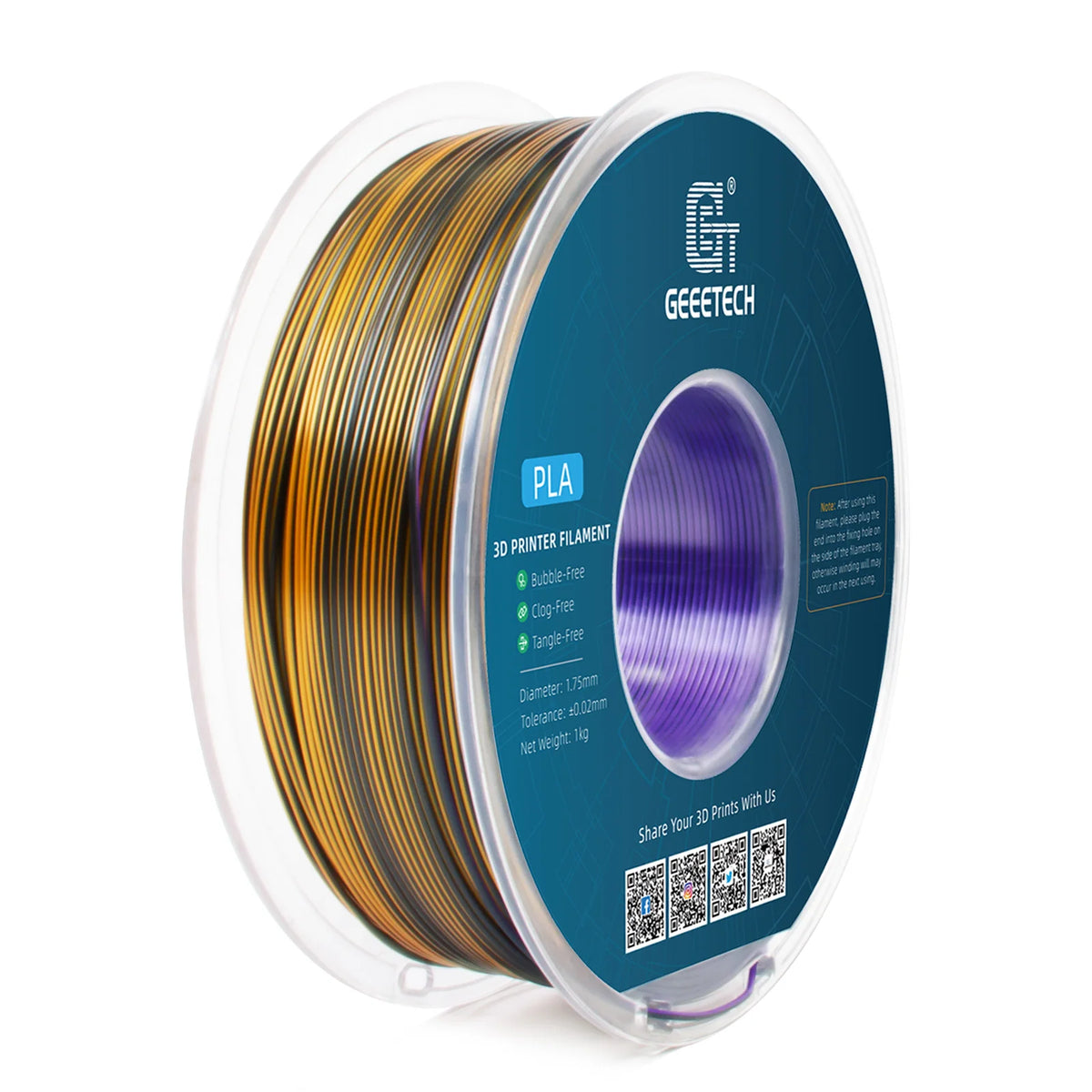 Geeetech 5Kg Three Tri Color Silk PLA Filament , 3D Filament 1,75 mm Spool Wire  (+/-0.03mm) Vacuum packaging, special color
