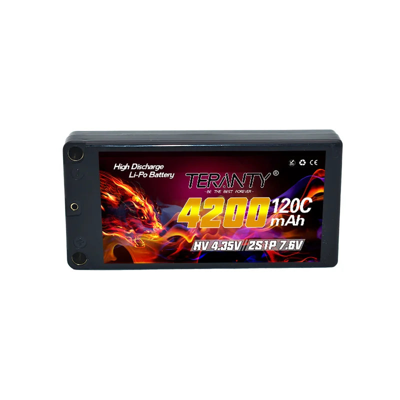 2Pcs TERANTY 2S 7.6V 4200mAh 120C with 5mm Bullet T Plug Suitable for Remote Control Car Model RC Toy High Rate Lipo Battery