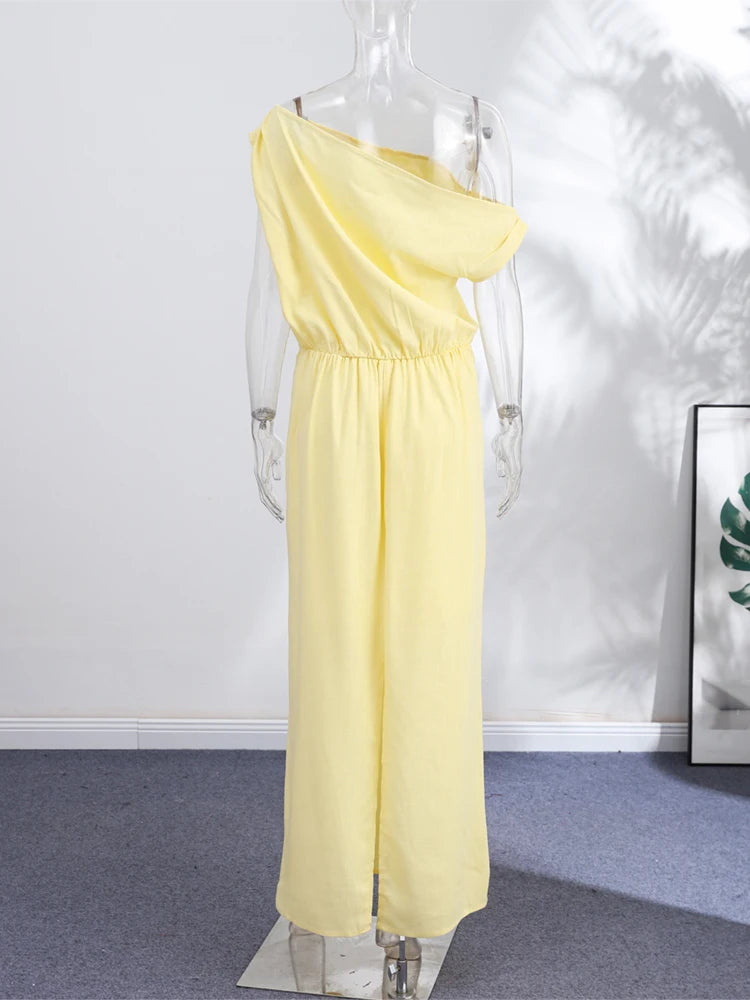 Off-shoulder Linen Maxi Dresses Women's Slim Waist-cinching Hip-wrap Ankle-length Dress 2026 New Ladies Summer Solid Outwear