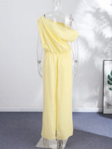 Off-shoulder Linen Maxi Dresses Women's Slim Waist-cinching Hip-wrap Ankle-length Dress 2026 New Ladies Summer Solid Outwear