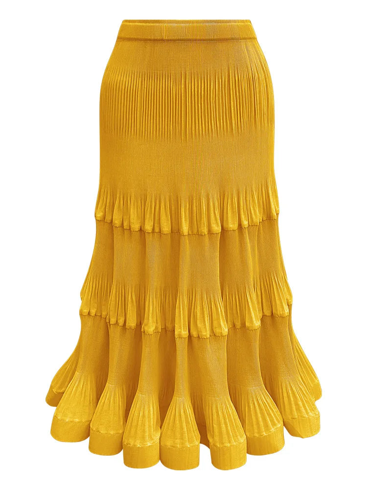 Pleated T-Shirt Top 2026 Summer New Ruffled Sleeveless Vest Simple Elegant Fashion Cake Skirt Elegant Women Travel Outfit