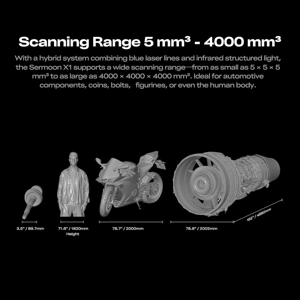 Creality Sermoon X1 3D Scanner 4 IN 1 34/7/1-Line Blue Laser Modes +NIR High-Precision 0.02mm Accuracy 90FPS Deep Hole Scanning